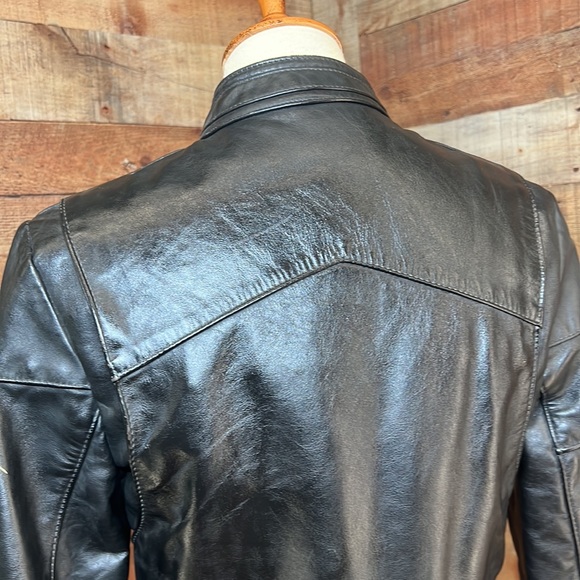 TAURUS Black Canadian Genuine Leather Quilted Liner Zippers Moto Coat - Picture 9 of 16